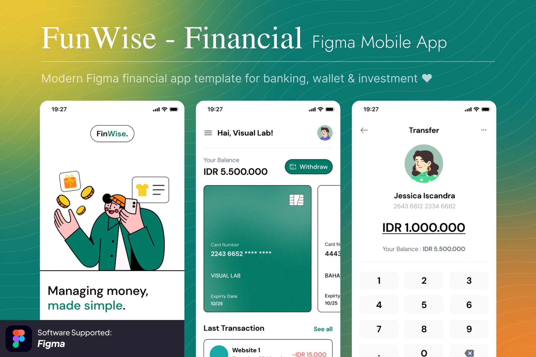 کیت طراحی FinWise - تمپلیت فیگما اپلیکیشن مدیریت مالی