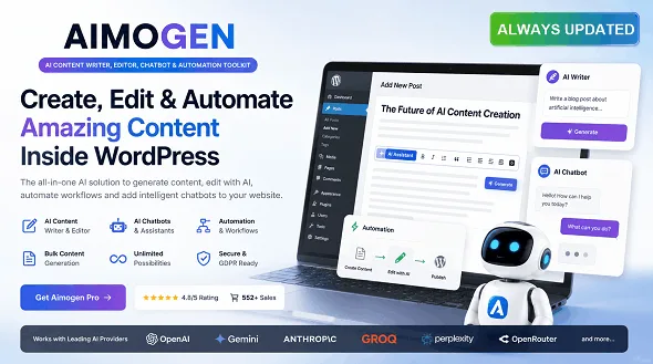 دانلود افزونه وردپرس Aimogen Pro - تولید محتوا با هوش مصنوعی