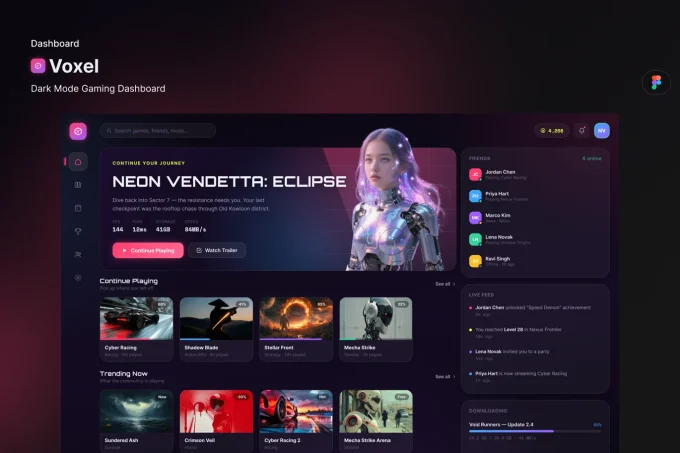 دانلود UI Kit داشبورد CRM دارک مود Vesper