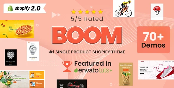 قالب تک‌محصولی و دراپ‌شیپینگ شاپیفای Boom (بوم) + بیش از ۷۰ دمو