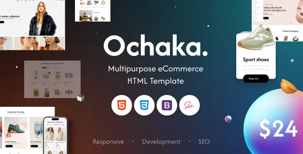 قالب HTML فروشگاهی Ochaka | تمپلیت مدرن و چندمنظوره HTML5 و SCSS با ۱۱ دموی صفحه اصلی