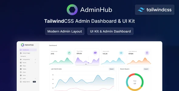 adminhub tailwind admin layout ui kit template