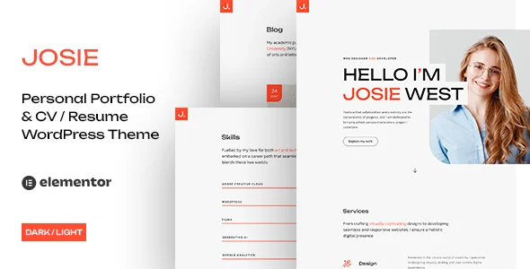 josie personal portfolio resume wordpress theme