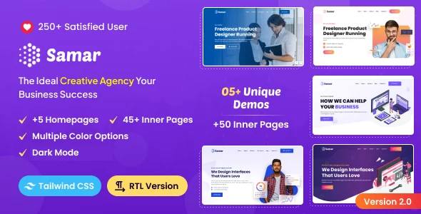 samar tailwind css creative agency template rtl